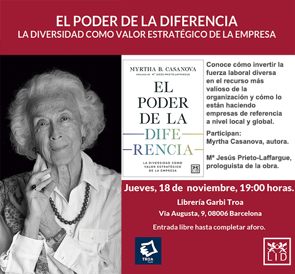 18 de noviembre: Myrtha Casanova presenta El poder de la diferencia en Barcelona