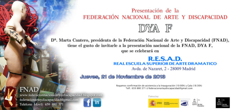 Invitación para la presentación de la Federación Nacional de Arte y Discapacidad